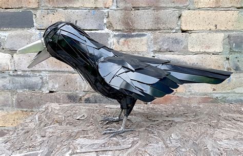 raven sheet metal|metal raven sculpture.